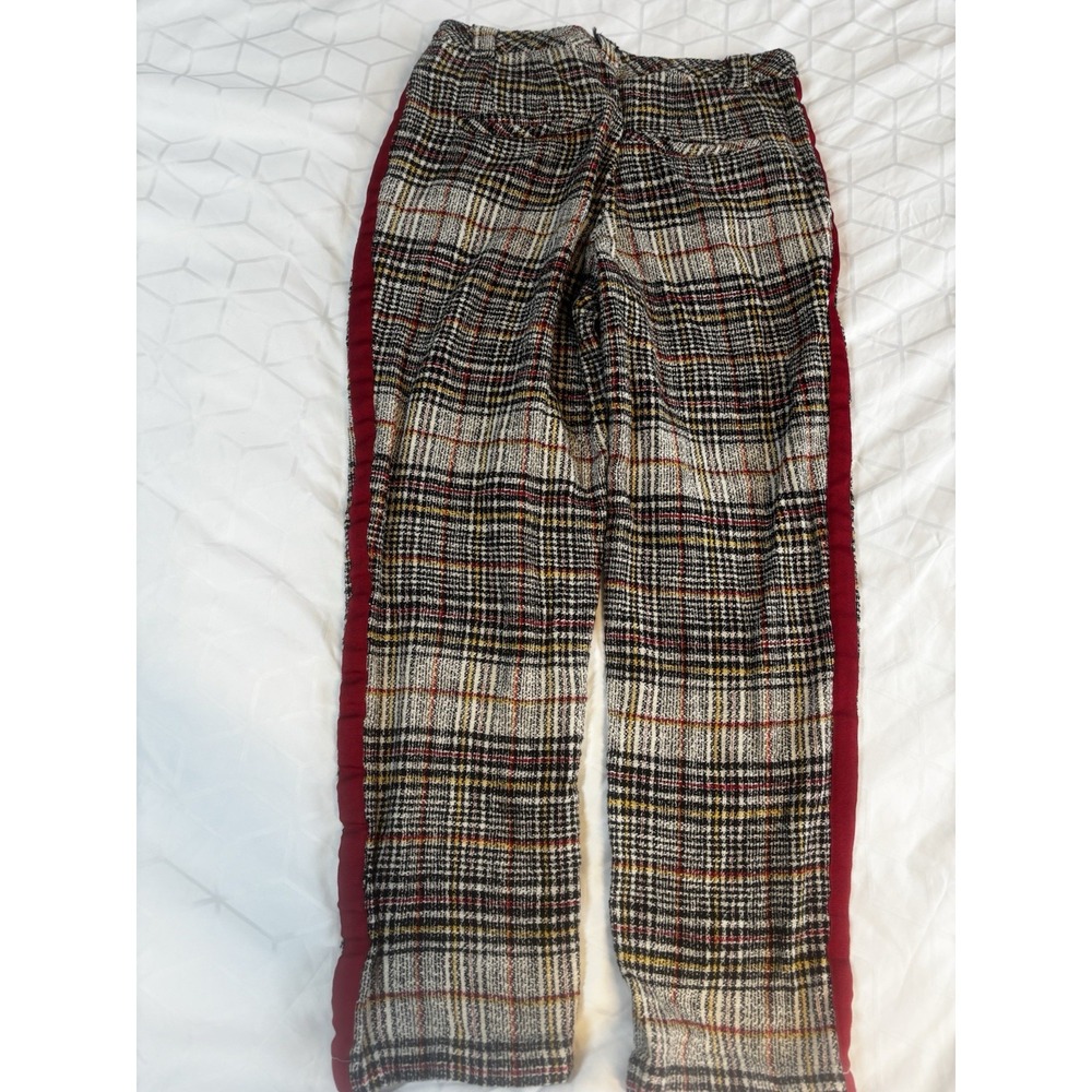 Free People Plaid Trousers with Red Accents